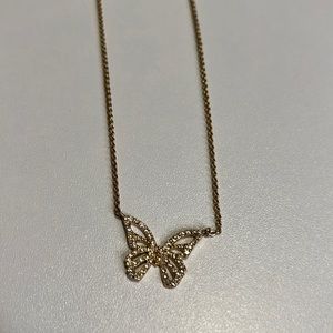 Kate Spade Gold butterfly necklace with small crystals